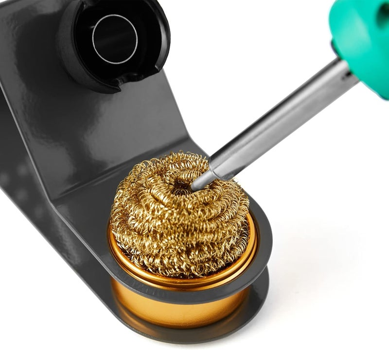 Noah Premium Soldering Iron Holder with Brass Coil Tip Cleaner, Soft Coiled Brass Tip Cleaner Kit, No Water Needed, Black - Image 4